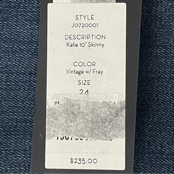 VERONICA BEARD JEANS NWT KATE 10” HIGH RISE SKINNY JEANS 24 VINTAGE WITH FRAY - Picture 6 of 14